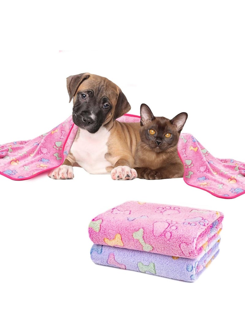 ChicAbode 1 حزمة 2 بطانيات الكلب ، بطانية الأليفات الأليفة الفاخرة الناعمة الدافئة الناعمة ، تصميم الطباعة الجميلة بطانية جرو القط الكلب حصيرة كف الطباعة للحيوانات (23 × 16 بوصة) - Image 1